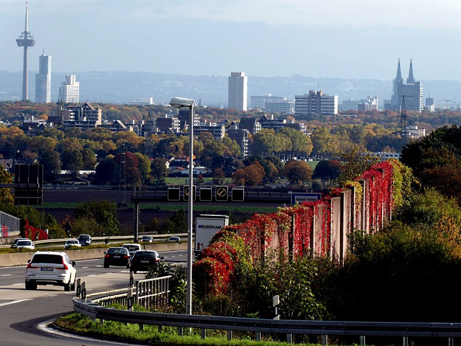 View from Frechen to the east over Cologne with Cologne Cathedral