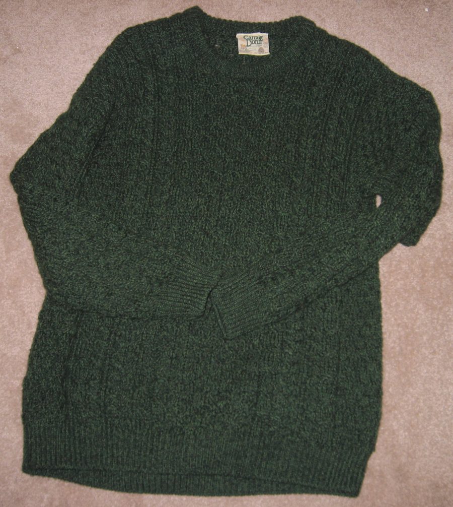 Green Aran sweater