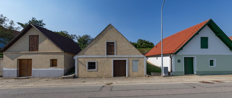 Historic wine cellar lane Neuer Weg in Falkenstein in the Weinviertel