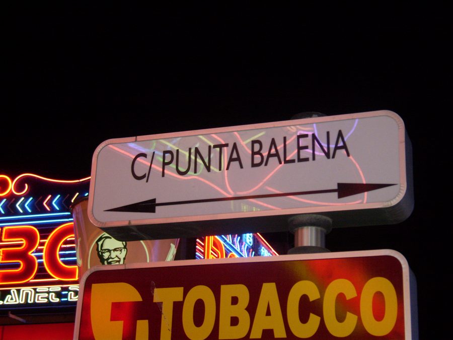 Street sign with the inscription Punta Ballena on Mallorca