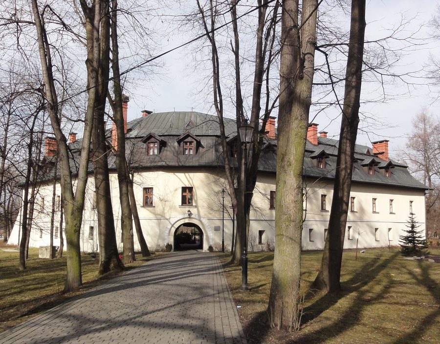 Frontansicht des Schlosses in Kończyce Małe in Schlesien