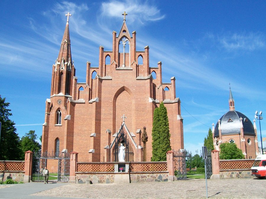Frontal view of the Church of St Matthew the Apostle and Evangelist, Rokiškis, Lithuania