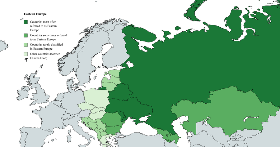 Map or graphic with the definitions of Eastern Europe.