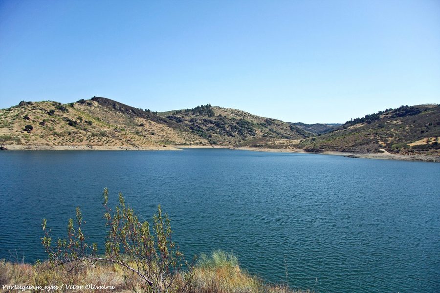 Reservoir landscape of the Barragem de Eucísia in Portugal