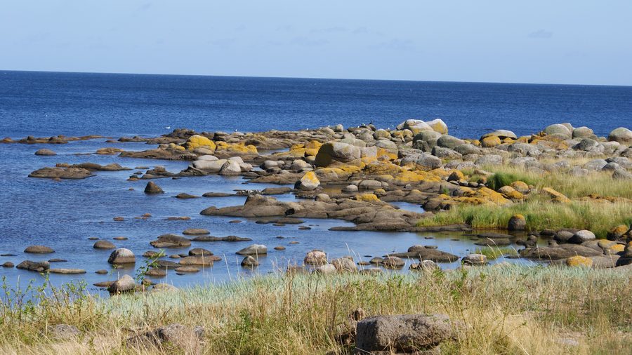 Coast of Bornholm near Svaneke with rocks and sea