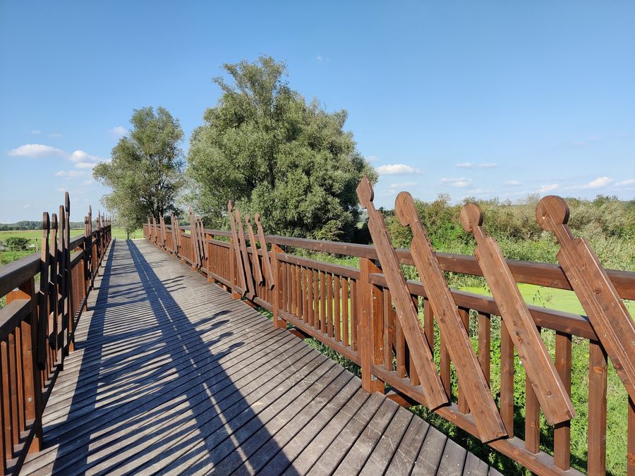 Reconstructed Bridge of Andau over the Einser Canal in the open landscape