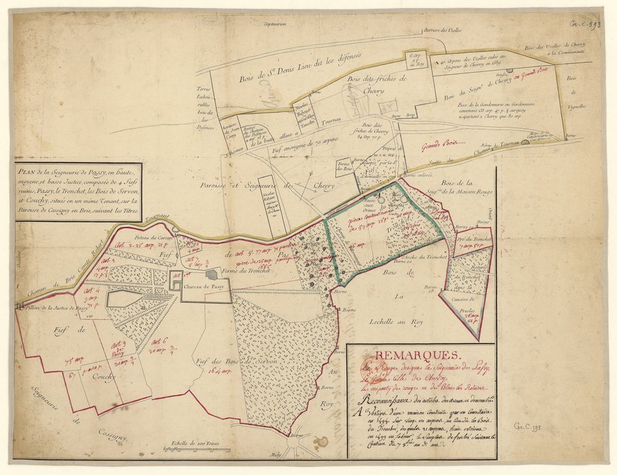 File:Plan de la seigneurie de Passy, en haute, moyenne et basse justice, composée de 4 fiefs - Passy, Le Tronchet, les bois de Servon et Couchy, situés en un même tenant, sur la paroisse de Corsigny en Brie, suivant... - btv1b53023119p.jpg