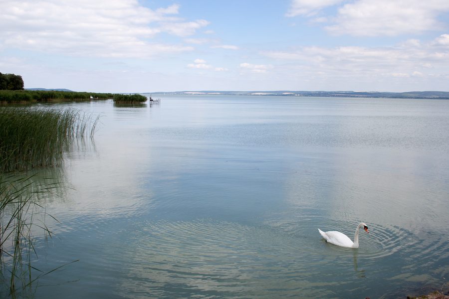 View from the pier in Balatonakali across Lake Balaton to the east