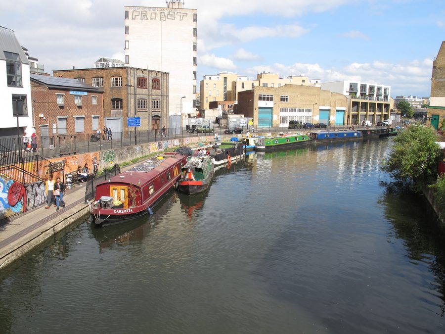 Narrowboats on Regent’s Canal in Hackney