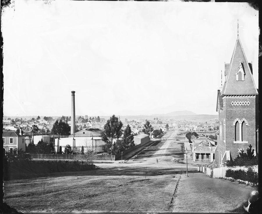 Historical view of Dana Street in Ballarat from 1872
