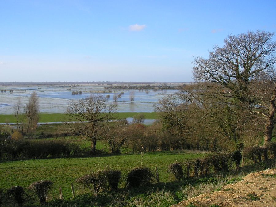 View towards the Cotentin marsh from Graignes in Normandy, France