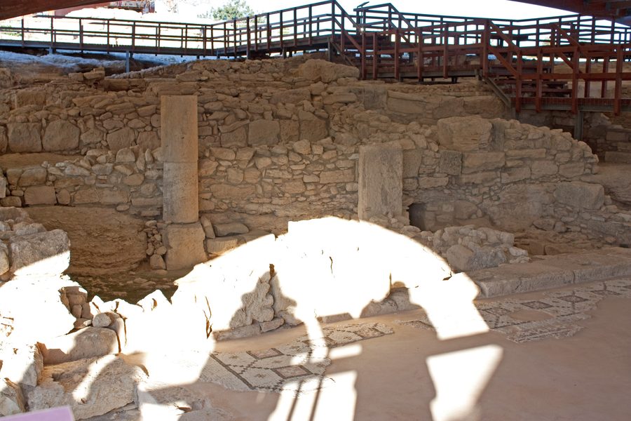 Ruins of the House of Eustolios at the ancient site of Kourion in Cyprus.