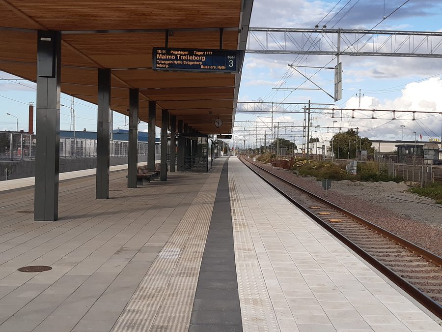Burlövs Bahnhof während des Ausbaus der Bahnstrecke zwischen Arlöv und Flackarp