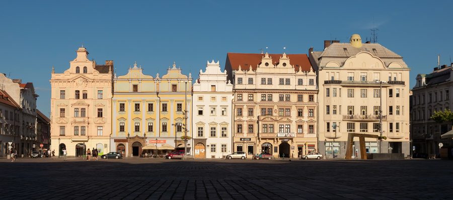 Historic houses on Republic Square in Plzeň