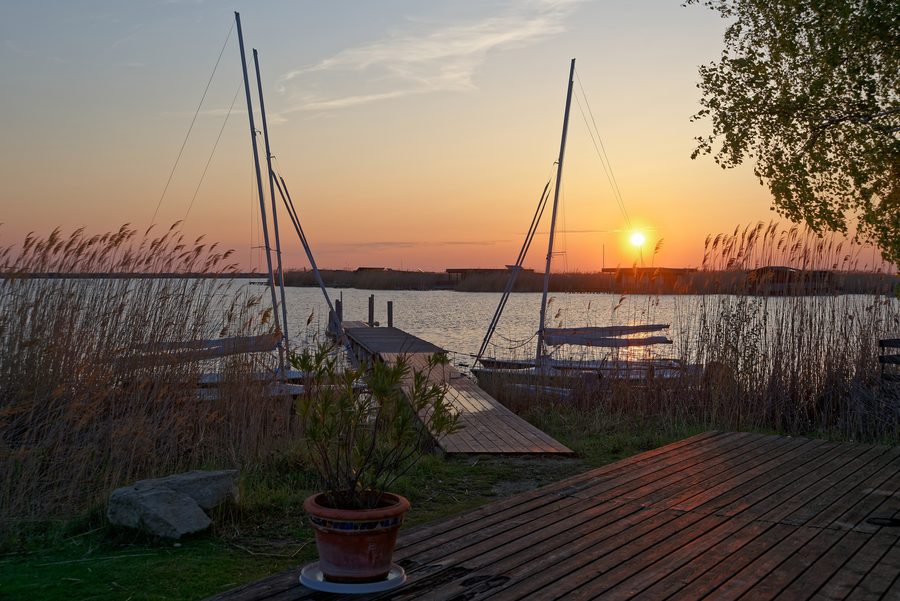Sunrise over Lake Neusiedl in Rust, Burgenland, Austria