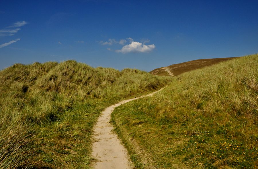 South West Coastal Path beside the coast at Perranporth