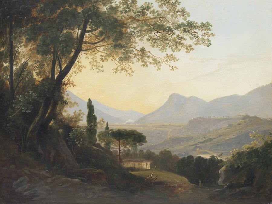Landscape near Subiaco in Lazio with wooded hills