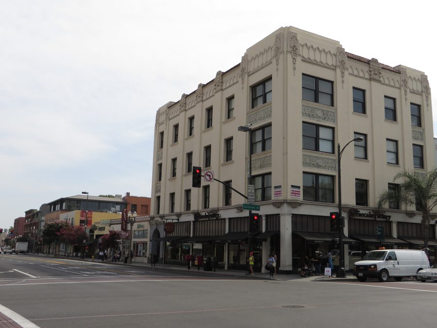 Historic street scene on Colorado Boulevard in Old Pasadena, Pasadena, California