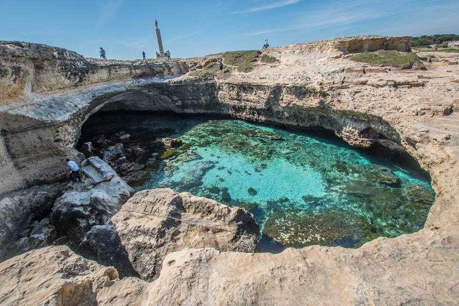 Grotta della Poesia in Roca Vecchia on the Adriatic coast near Melendugno