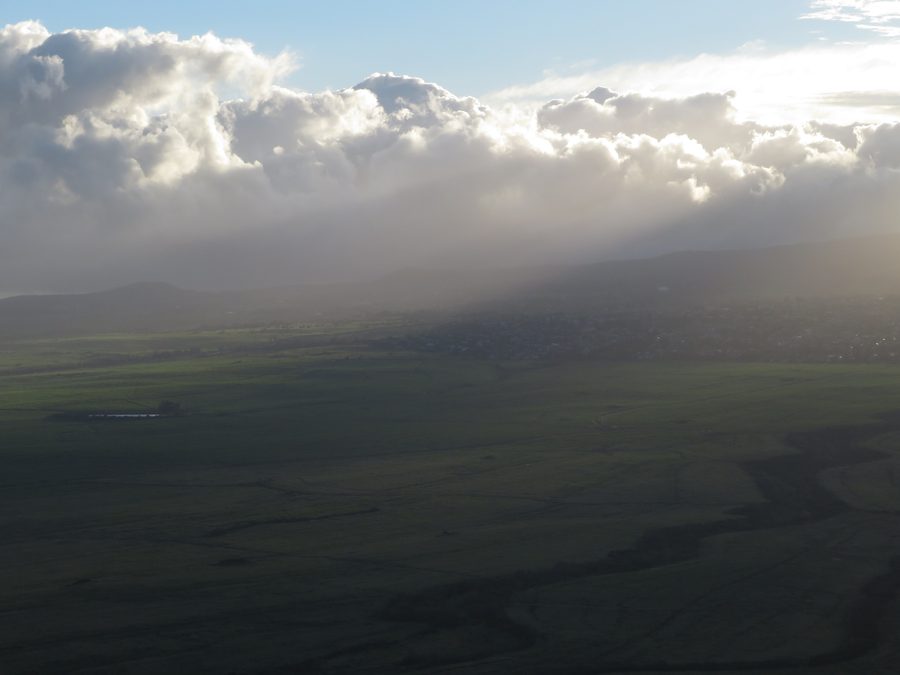 Aerial view of agricultural areas and reservoirs in Lower Kula on Maui