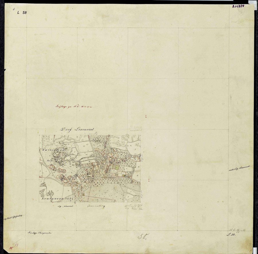 Historical local map of Lixenried from 1832