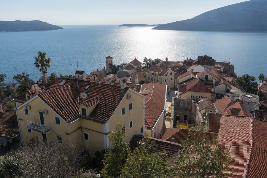 View from Kanli Kula fortress of the historic old town of Herceg Novi