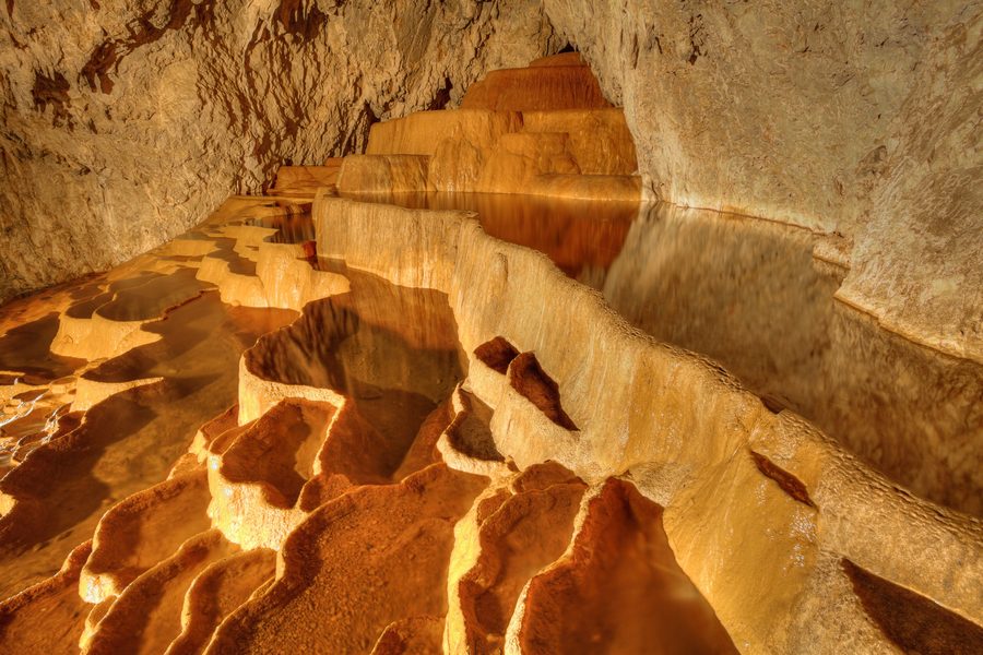 Limestone formations in Stopića Cave near Zlatibor