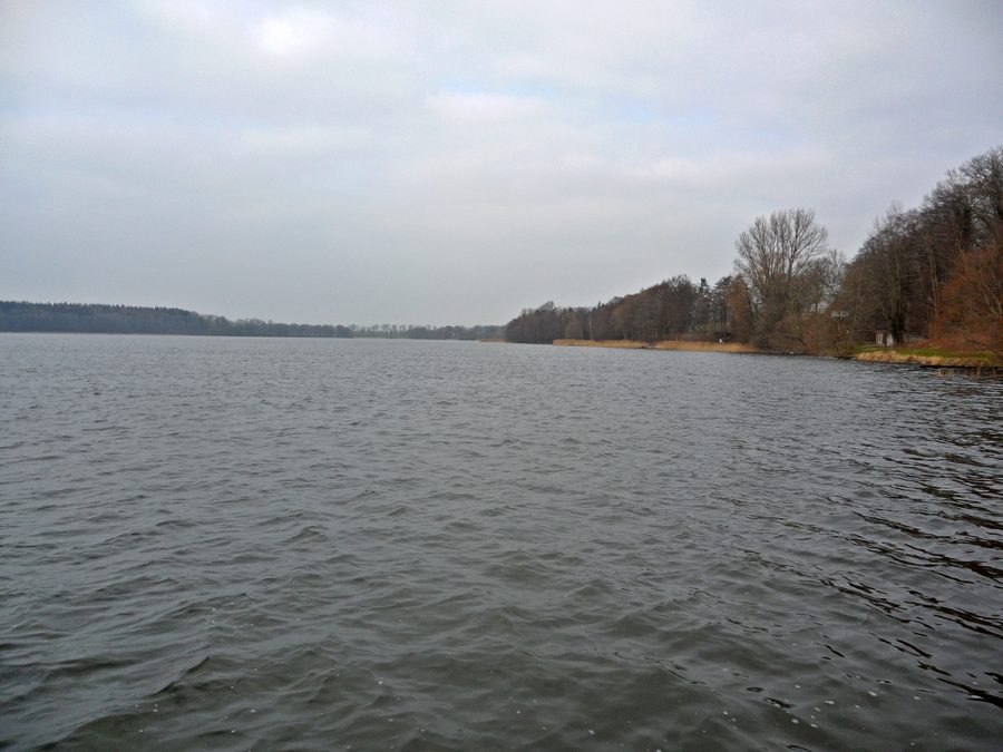 Lake Belau in the village of Belau with a jetty on the shore
