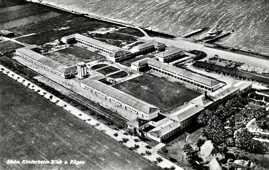 Aerial view of the Saxon children's home in Wiek auf Rügen