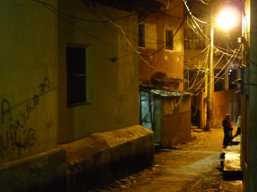 Street scene in the Mkanyageni district of Old Town in Mombasa