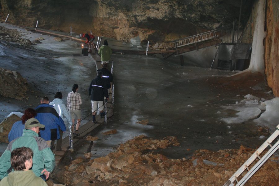 Interior of the Schellenberger Eishöhle near Marktschellenberg
