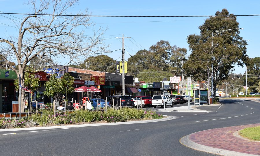 Shopping strip in Keilor Village in Victoria
