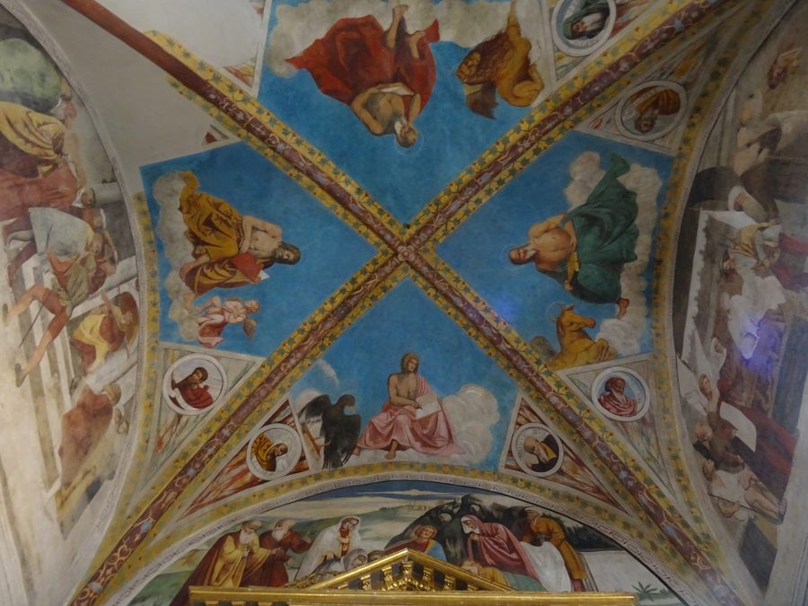 Frescoes on the ceiling of the presbytery of the Church of Saints Sebastian and Roch in Condino