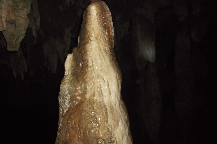 Stalagmite inside the Gruta de Bacaetava in Colombo, Paraná