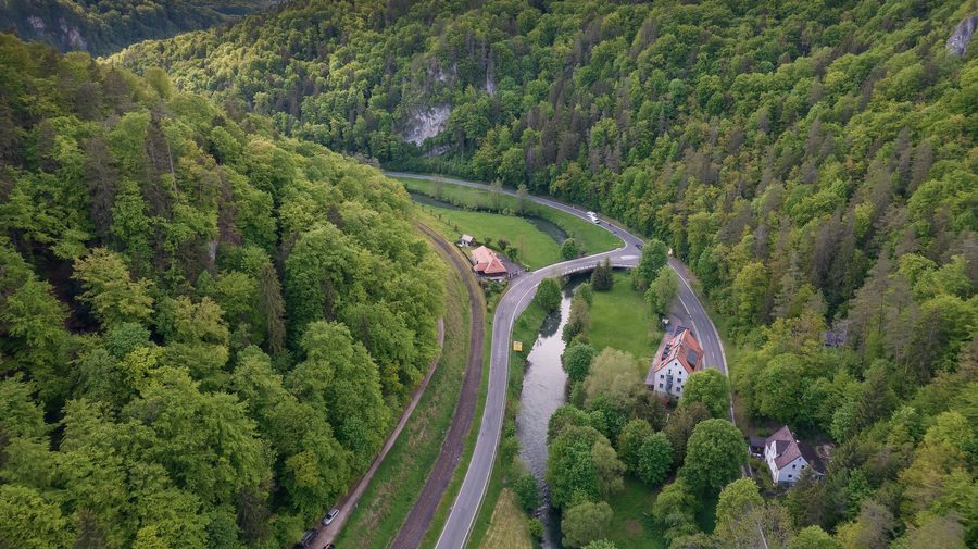 View into the Wiesent Valley near Sachsenmühle close to Gößweinstein