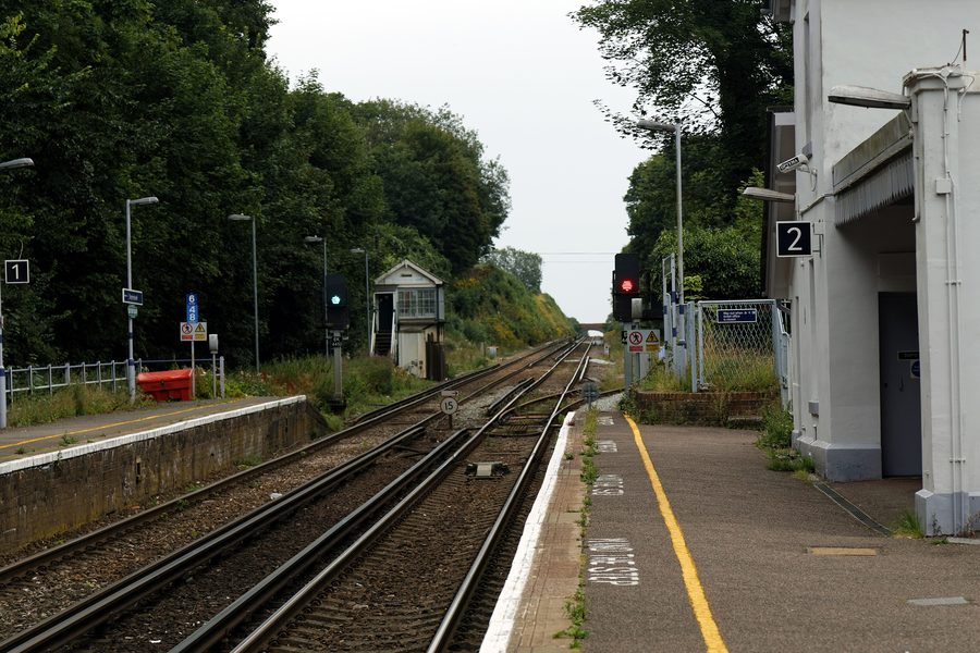 Line and platforms at Shepherds Well railway station in Shepherdswell, Kent