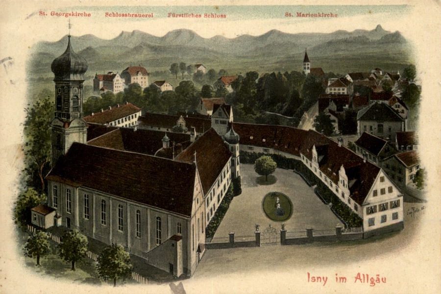 St. George and the former abbey, now Isny Castle in Allgäu