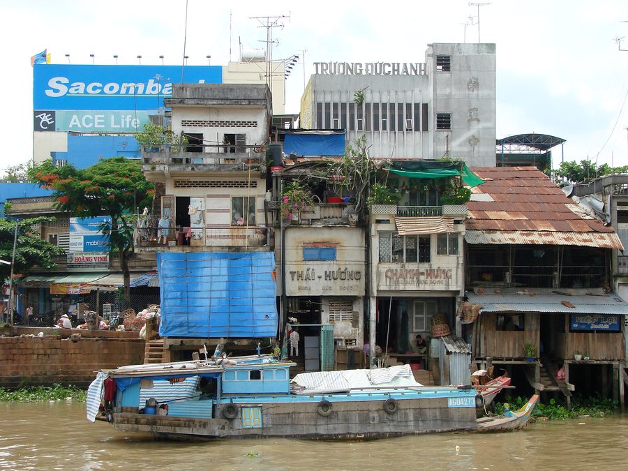 Riverside scenery in My Tho in the Mekong Delta