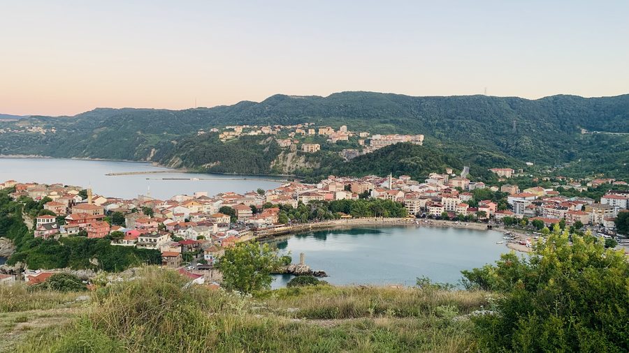 Scenic view of Amasra's Black Sea coast, with the cape, bays and islands