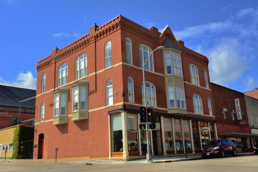 Historic building on Main Street in Dubuque, Iowa