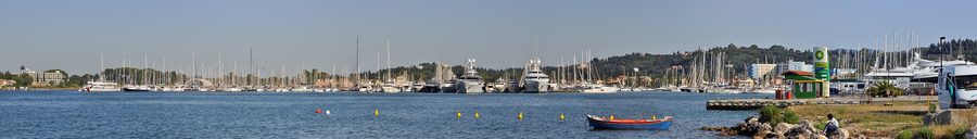 Marina of Gouvia on Corfu with yachts and waterside scenery