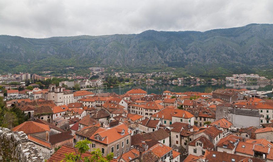 View of Kotor in the Bay of Kotor in Montenegro.