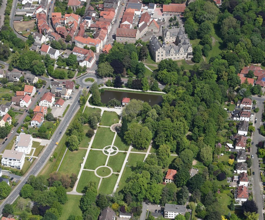 Aerial view of Stadthagen town garden from the south