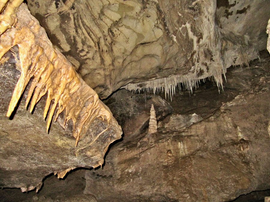 Stalactites and stalagmites in the Nikau Cave