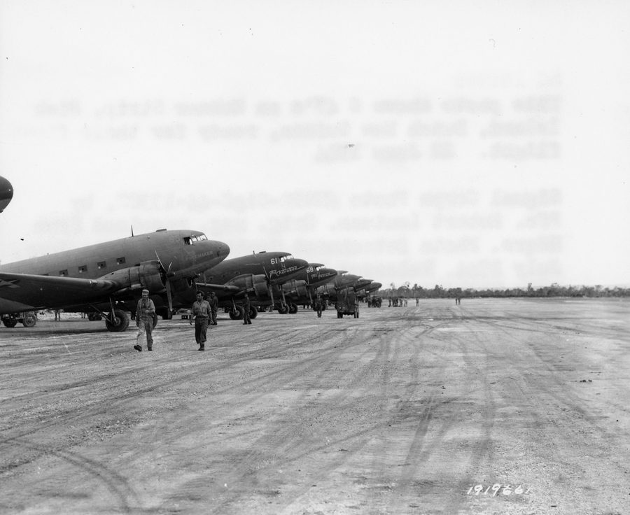 C-47 aircraft on Mokner Strip on Biak Island in 1944