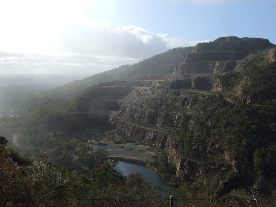 Hillside quarry in the Adelaide Hills