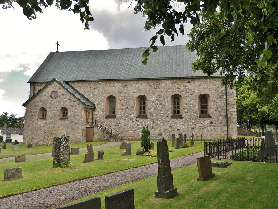 Exterior view of Halltorps kyrka in Halltorp, Sweden