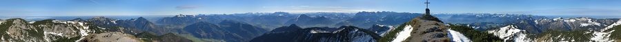 Panoramic view from the Geigelstein over the Chiemgau Alps