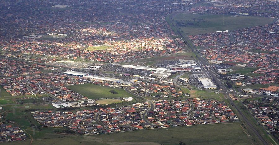 Aerial view of Taylors Lakes, a suburb of Melbourne in Victoria