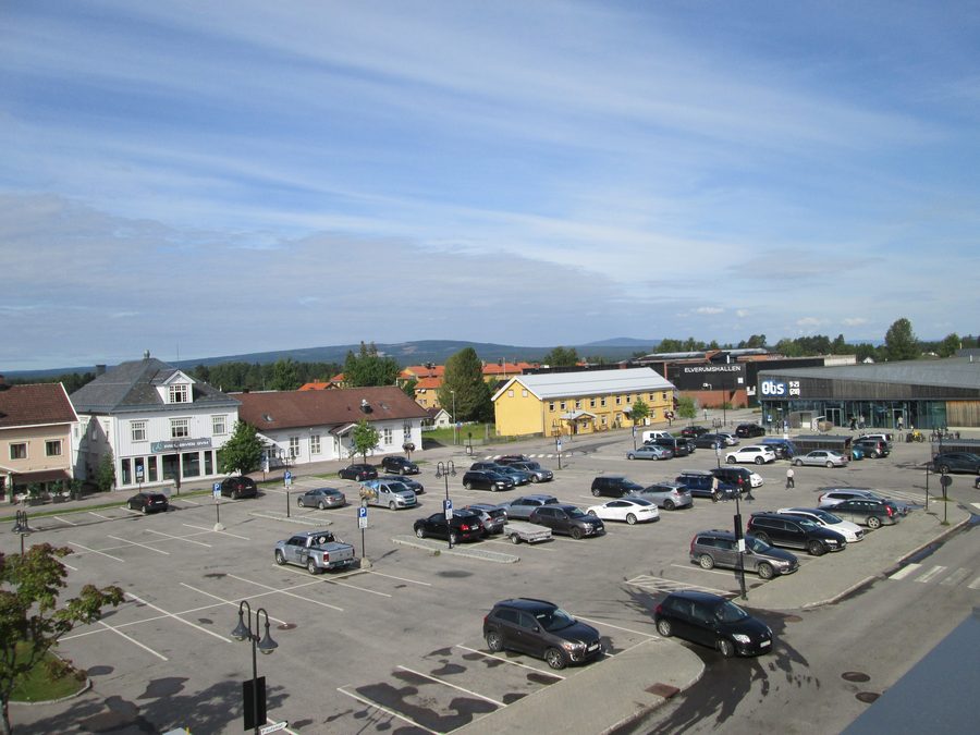View from above of Elverum Torg market square